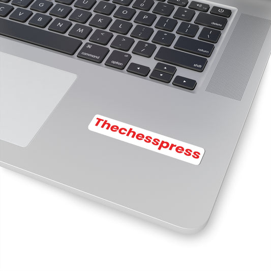 Thechesspress Logo Sticker — Red Text Kiss-Cut Sticker for Laptops & Gear